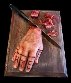 "Cutting Board With Magnetic Fingers" Human Body Part Halloween Prop
