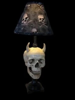 "Desk Lamp With Devil Skull And Bone Shade" Haunted House Lighting