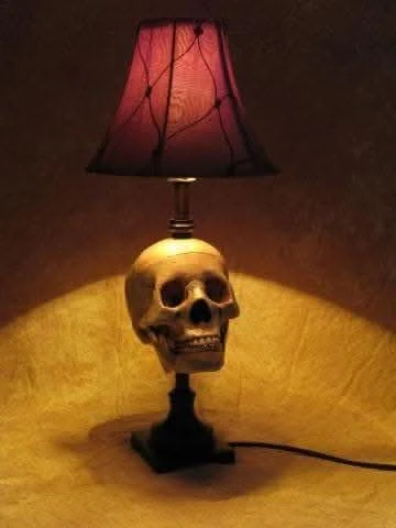 "Desk Lamp With Life-size Skull And Antique Shade" Haunted House Lighting - Image 3