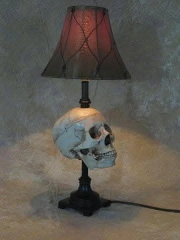 "Desk Lamp With Life-size Skull And Antique Shade" Haunted House Lighting - Image 2